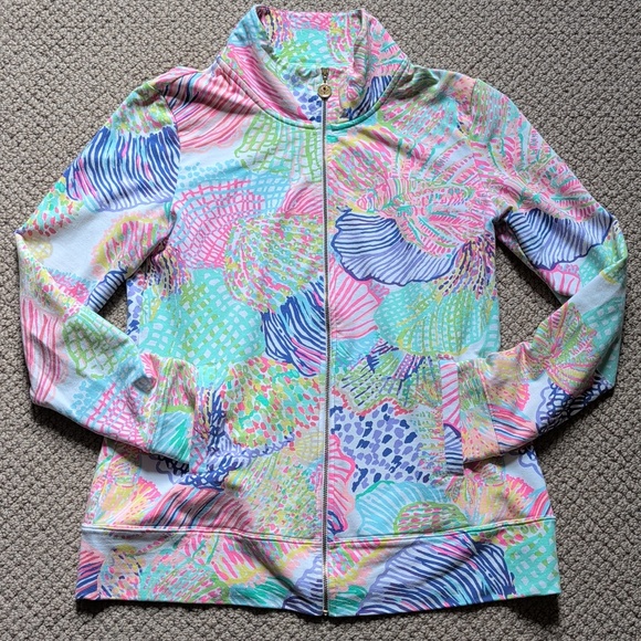 Lilly Pulitzer Tops - Lilly Pulitzer French Terry Zip Front Roar Of The Seas Seashells Jacket